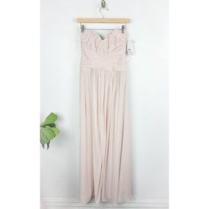 NWT Dessy Collection Cameo Cream Strapless Bridesmaid Maxi Dress Sz 6